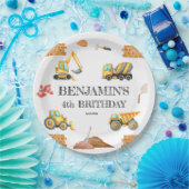 Assiettes En Carton Véhicules de construction Garçon fête d'anniversai (Fête)