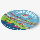 Assiettes En Carton Véhicules de transport garçon anniversaire plaque  (Angle)