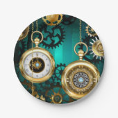 Assiettes En Carton Veille bijoux Steampunk sur un Arrière - plan vert (Devant)