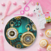 Assiettes En Carton Veille bijoux Steampunk sur un Arrière - plan vert (Fête)