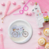 Assiettes En Carton Vélo bleu rustique Lavender Floral (Fête)