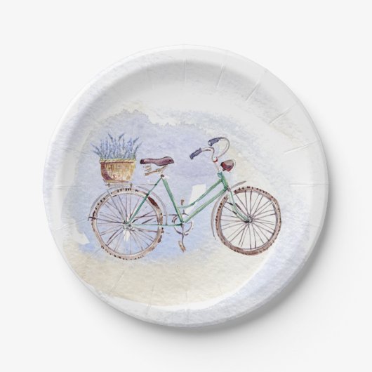 Assiettes En Carton Vélo bleu rustique Lavender Floral (Devant)