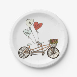 Assiettes En Carton Vélo d'amour M. & plaque papier Mme