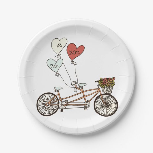 Assiettes En Carton Vélo d'amour M. & plaque papier Mme (Devant)