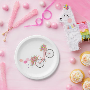 Assiettes En Carton Vélo rose fantaisiste