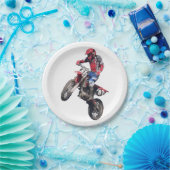 Assiettes En Carton Vélo rouge de saleté (Fête)