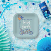 Assiettes En Carton Vélo tandem avec conception de douche pour bébé (Fête)