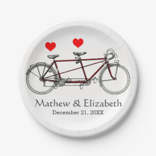 Assiettes En Carton Vélo tandem vintage mignon sur mesure pour mariage