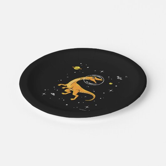 Assiettes En Carton Velocirapos Jaune Et Orange Dans L'Espace (Angle)
