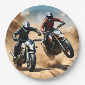 Assiettes En Carton Vélos Dirt Moto Courant Dans Le Désert, (Devant)