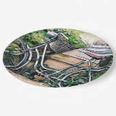 Assiettes En Carton Vélos et panier dans le jardin (Angle)