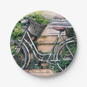 Assiettes En Carton Vélos et panier dans le jardin (Devant)