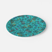 Assiettes En Carton Vélos turquoise (Angle)