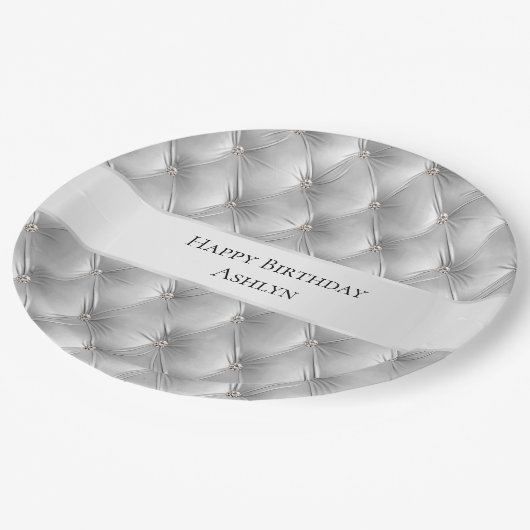 Assiettes En Carton Velours Luxueux Gris Doux Glamour (Angle)