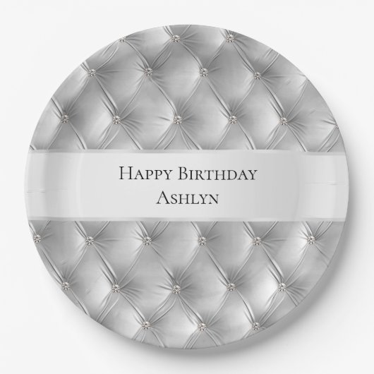 Assiettes En Carton Velours Luxueux Gris Doux Glamour (Devant)