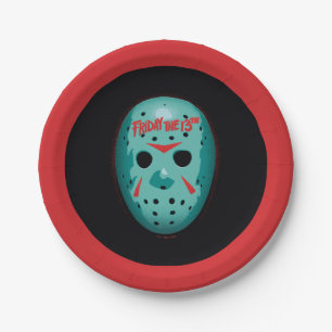 Assiettes En Carton Vendredi 13 Graphique de masque de hockey bleu