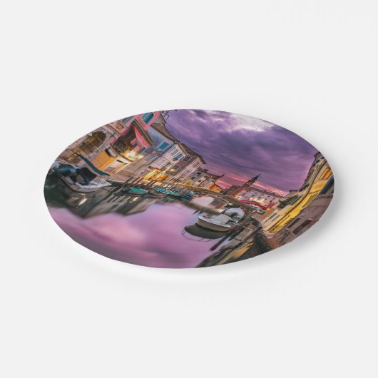 Assiettes En Carton Venise, Italie Canal Pittoresque & Architecture Vé