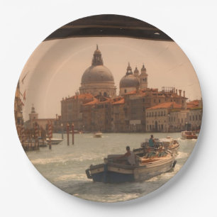 Assiettes En Carton Venise Italie Grand Canal Vintage