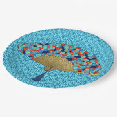 Assiettes En Carton Ventilateur déco - Fleurs en Cobalt, Turquoise et (Angle)