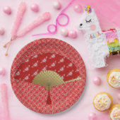 Assiettes En Carton Ventilateur déco - Papillons, rouge foncé et blanc (Fête)