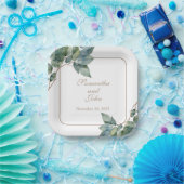 Assiettes En Carton Verdure botanique aquarelle (Fête)