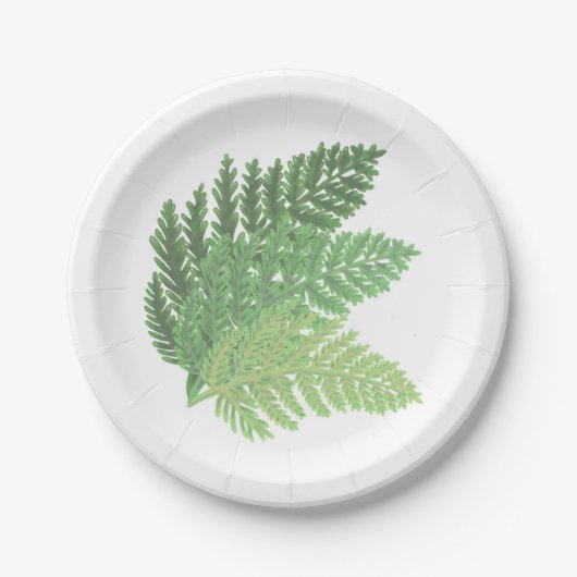 Assiettes En Carton Verdure botanique Moss Green Fern (Devant)