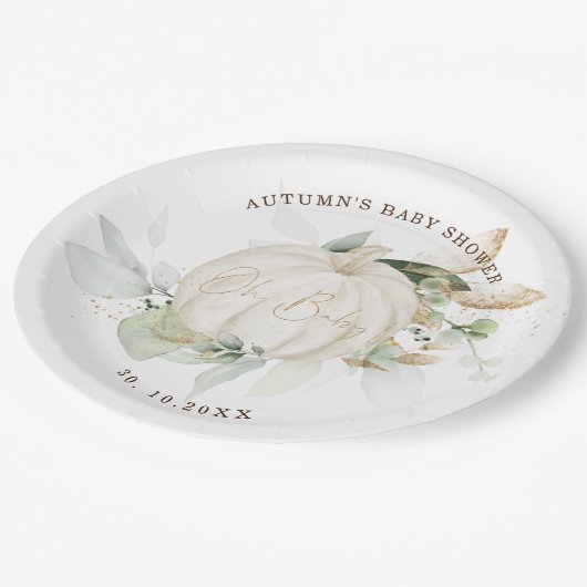 Assiettes En Carton Verdure douce Baby shower Gold Automne Automne (Angle)