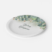 Assiettes En Carton Verdure - Eucalyptus et Mariage Feuille or (Angle)