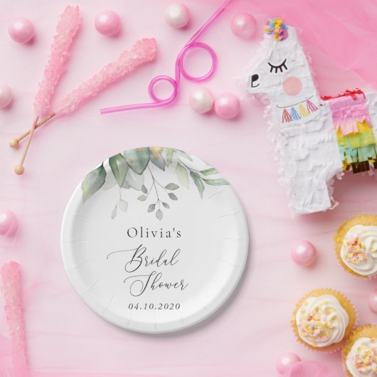 Assiettes En Carton Verdure, Eucalyptus Feuilles, Boho, Fête des marié (Fête)