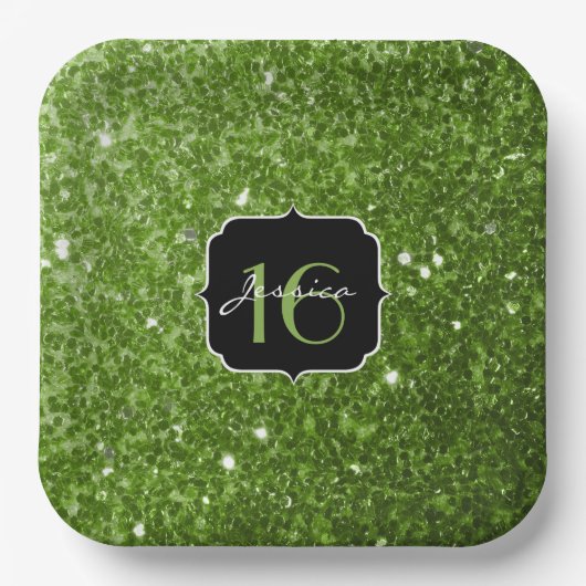 Assiettes En Carton Verdure parties scintillant verte scintille Sweet  (Recto)