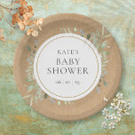 Assiettes En Carton Verdure rustique Aquarelle Baby shower neutre<br><div class="desc">Dotés de délicats feuilles d'aquarelle,  ces baby showers rustiques,  saupoudrés ou des plaques de papier douche boho rustiques et sans sexe peuvent être personnalisés avec vos détails spéciaux d'événement dans une typographie élégante. Conçu par Thisisnotme©</div>