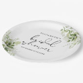 Assiettes En Carton Verdure rustique Élégante Fête des mariées Script (Angle)