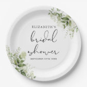 Assiettes En Carton Verdure rustique Élégante Fête des mariées Script (Devant)