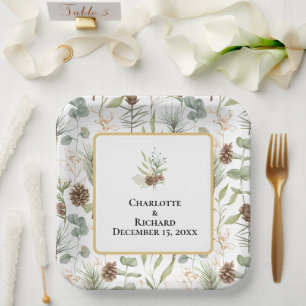 Assiettes En Carton Verdure rustique & Pinecones