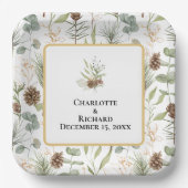 Assiettes En Carton Verdure rustique & Pinecones (Recto)