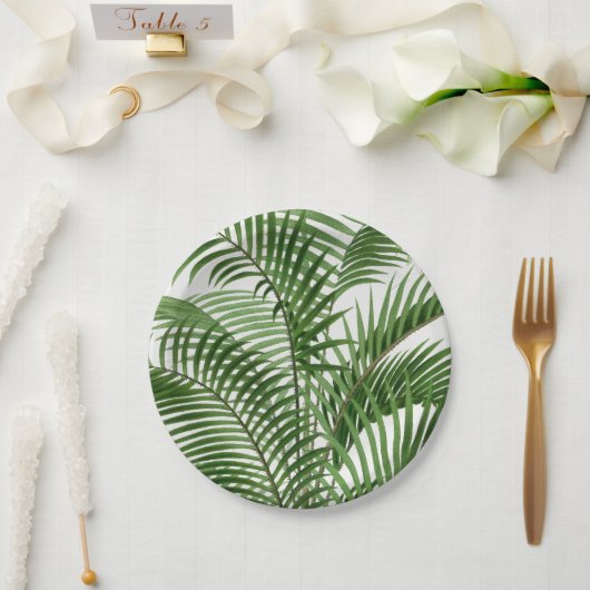 Assiettes En Carton Verdure tropicale Aquarelle Palm Tree Feuilles (Mariage)