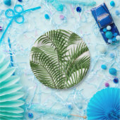 Assiettes En Carton Verdure tropicale Aquarelle Palm Tree Feuilles (Fête)