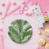 Assiettes En Carton Verdure tropicale Aquarelle Palm Tree Feuilles (Fête)