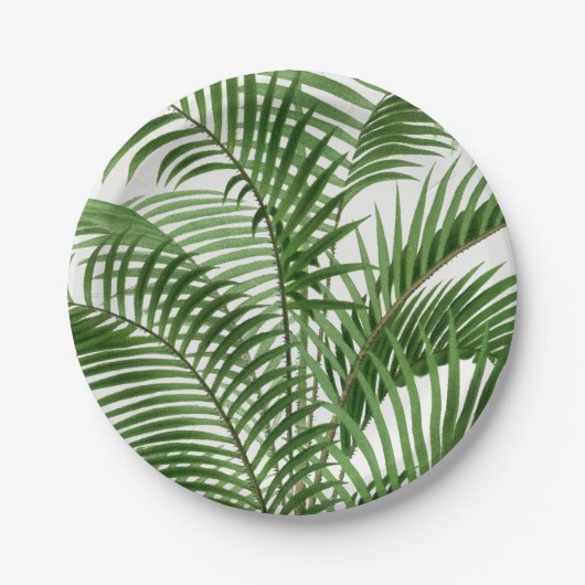 Assiettes En Carton Verdure tropicale Aquarelle Palm Tree Feuilles (Devant)