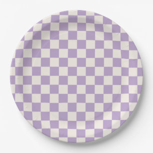 Assiettes En Carton Vérification du pourpre, Motif de tableau de cont