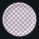 Assiettes En Carton Vérification du pourpre, Motif de tableau de contr<br><div class="desc">à damiers Motif - damier violet et blanc crème.</div>
