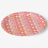 Assiettes En Carton Vérifié, Chèques - rose, orange et crème (Angle)