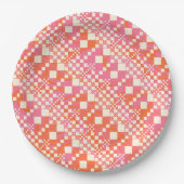 Assiettes En Carton Vérifié, Chèques - rose, orange et crème (Devant)