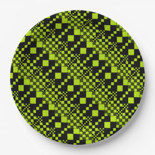 Assiettes En Carton Vérifié, Chèques - Vert citron