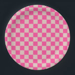 Assiettes En Carton Vérifier Coral Rose À damiers Motif Checkboard<br><div class="desc">à damiers Motif - Coral rose et saumon damier.</div>