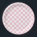 Assiettes En Carton Vérifier le Motif de tableau de bord rose et blanc<br><div class="desc">à damiers Motif - damier rose clair et blanc.</div>