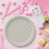 Assiettes En Carton Vérifier Motif Sage Vert Et Beige Checkerboard (Fête)