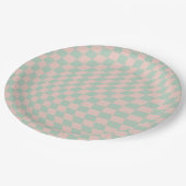 Assiettes En Carton Vérifier Motif Sage Vert Et Beige Checkerboard (Angle)