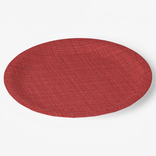 Assiettes En Carton Véritable conception tissée rouge (Angle)
