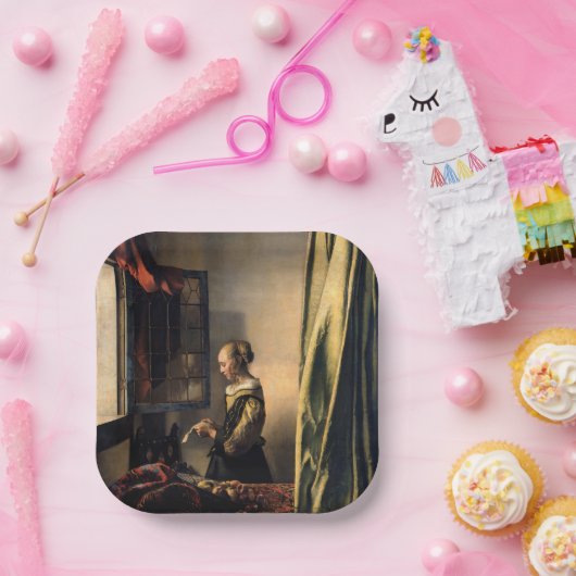 Assiettes En Carton Vermeer - Fille lisant une lettre à une fenêtre ou (Fête)